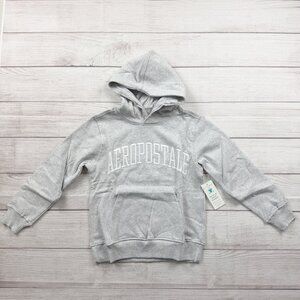 Aeropostale Kids Hoodie Gray Pullover Sweatshirt Fleece Lined Logo NWT 5-6